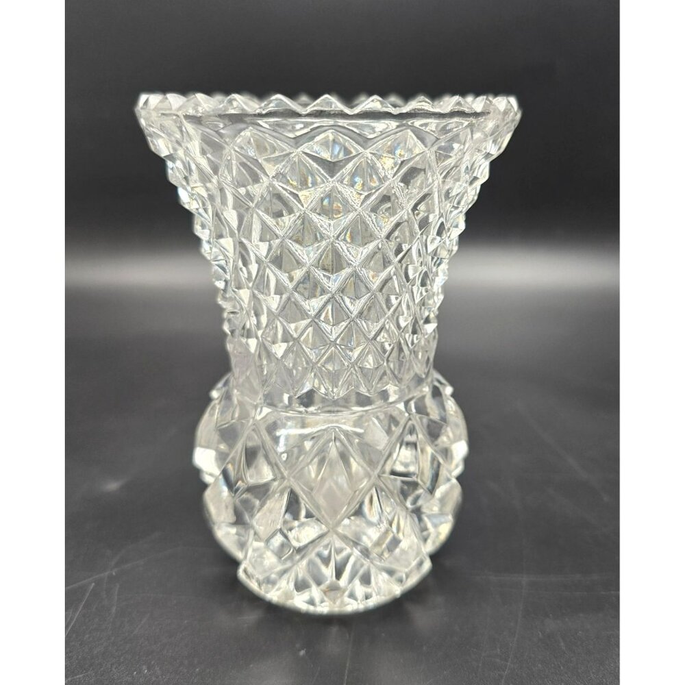Vintage Leaded Crystal Bud Vase Diamond Cut Style 5" CM2033